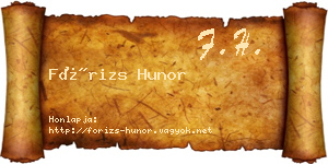 Fórizs Hunor névjegykártya